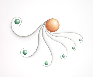 Orange Sphere, Green Spheres
